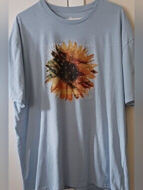 Sunflower Graphic Light Blue T-Shirt, 2XL
